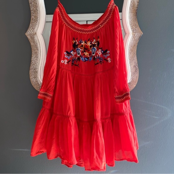 FREE PEOPLE Sunbeam Off Shoulder Embroidered Mini Dress - Picture 7 of 9
